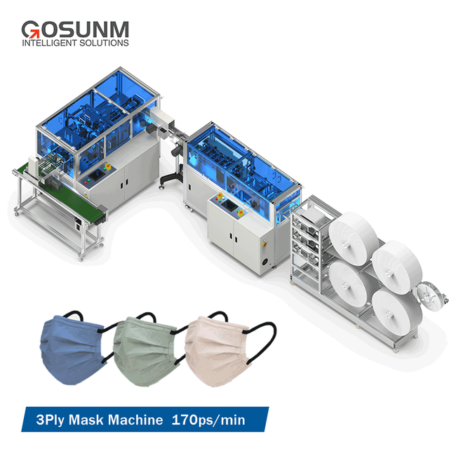 Полностью автоматическая машина для изготовления трехслойных плоских масок